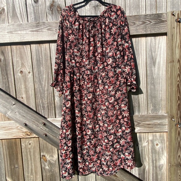 Talbots plus size Floral Black and Pink Women's Dress - Picture 4 of 8